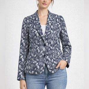 Paul & Shark Blue Leaf Pattern Blazer